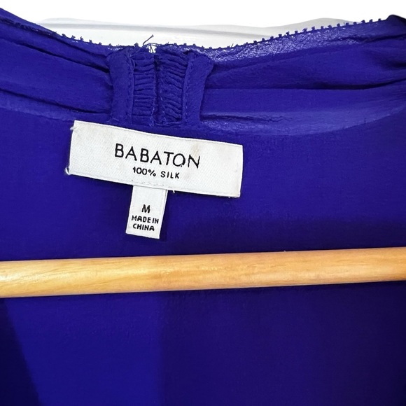 Babaton silk semi sheer ruffle front sleeveless blouse Sz M excellent condition - Picture 9 of 9